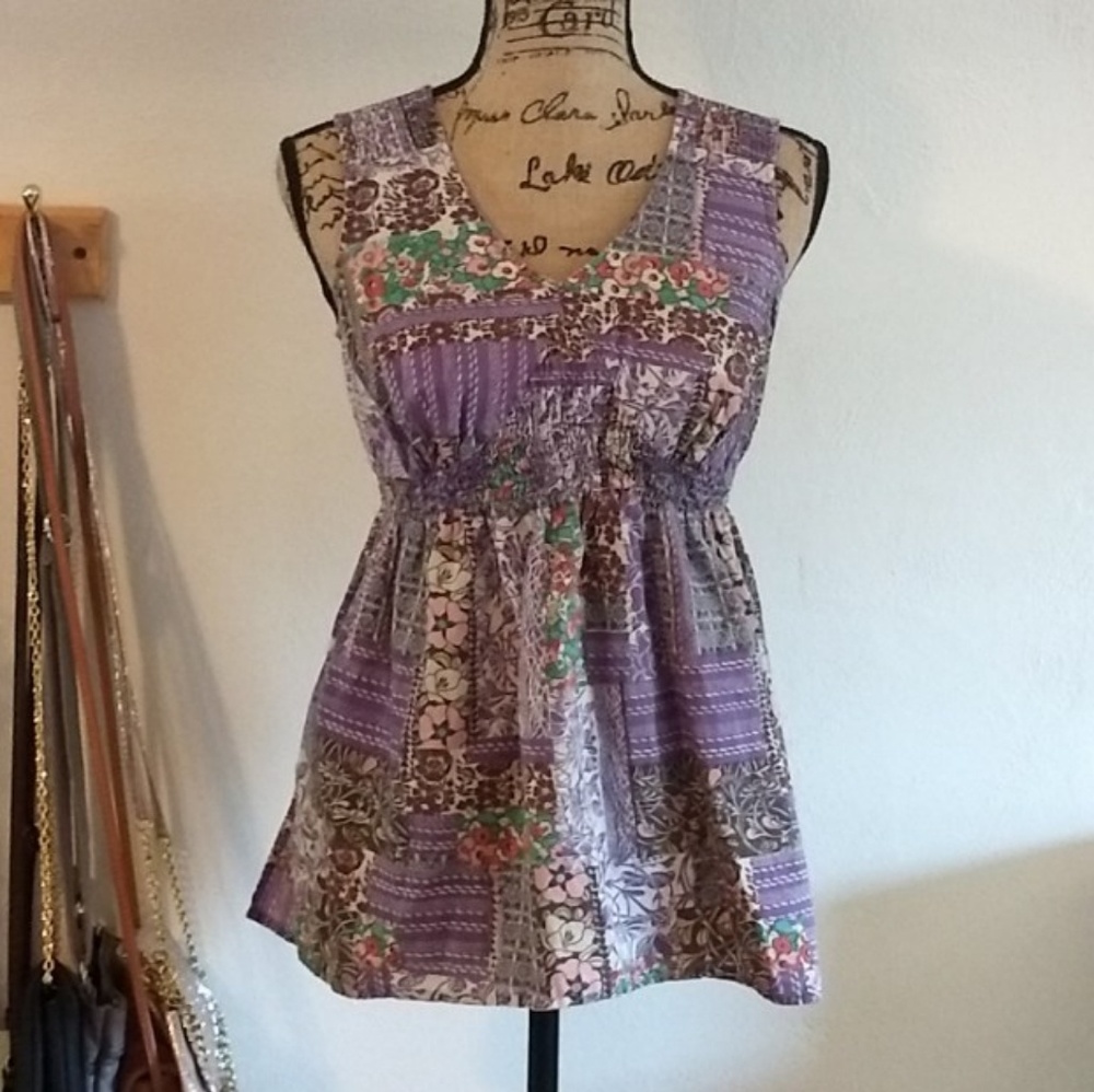 Oh Baby Cute Small Purple Floral Maternity Tank 
